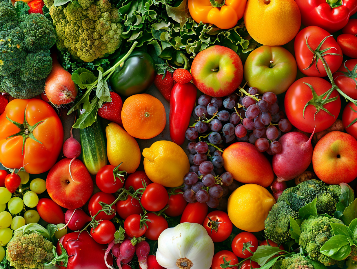 Здорове різноманітне харчування з свіжими продуктами